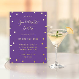 Invitación Con Relieve Metalizado Fiesta de Despedida de Soltera con Purpurina Dorad