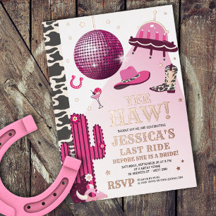 Invitación Con Relieve Metalizado Fiesta de Despedida de Soltera de Vaquera Espacial