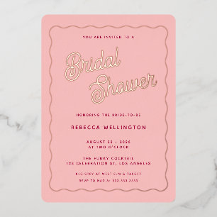 Invitación Con Relieve Metalizado Fiesta de Despedida de Soltera Vintage Retro Rosa