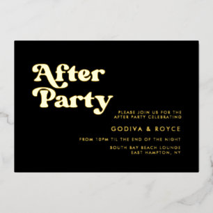 Invitación Con Relieve Metalizado Fiesta de después de boda elegante retro negro y d