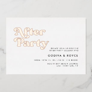 Invitación Con Relieve Metalizado Fiesta de Después de Boda Retro
