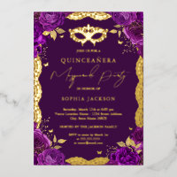 Fiesta de Disfraz Floral de Encaje Morado Quinceañ