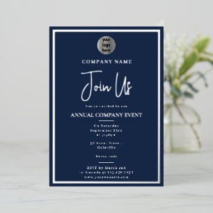 Invitación Con Relieve Metalizado Fiesta de evento corporativo anual azul plateado