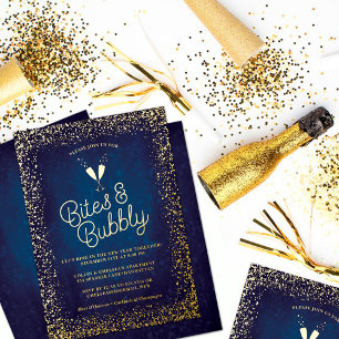 Invitación Con Relieve Metalizado Fiesta de feriado azul de la marina de moda