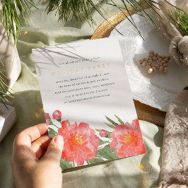 Invitación Con Relieve Metalizado Fiesta de feriado de invierno Peony