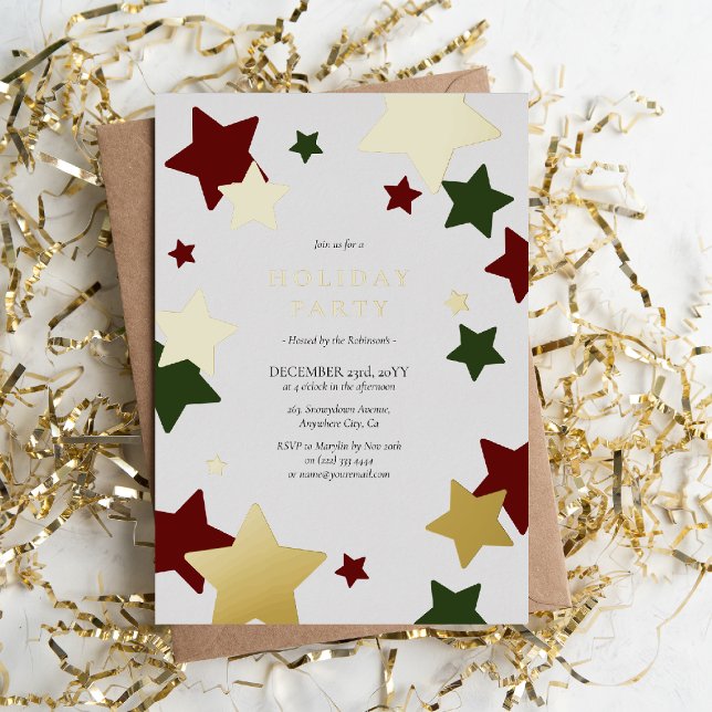 Invitación Con Relieve Metalizado Fiesta de feriado de Navidades de estrellas festiv (Subido por el creador)