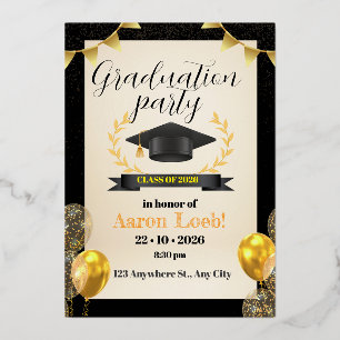Invitación Con Relieve Metalizado fiesta de graduación