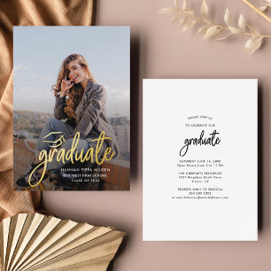 Invitación Con Relieve Metalizado Fiesta de graduación 2026 guión fiesta de graduaci