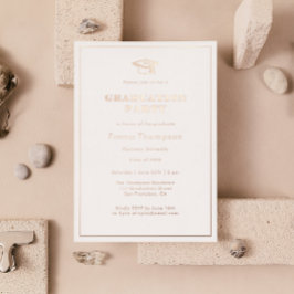 Invitación Con Relieve Metalizado Fiesta de Graduación Chic Elegante Negro y Rosa Do