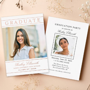 Invitación Con Relieve Metalizado Fiesta de Graduación Clásica con Foto de Graduado 