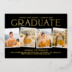 Invitación Con Relieve Metalizado Fiesta de Graduación con Álbumes Modernos