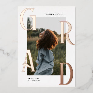 Invitación Con Relieve Metalizado Fiesta de Graduación con Foto Chic