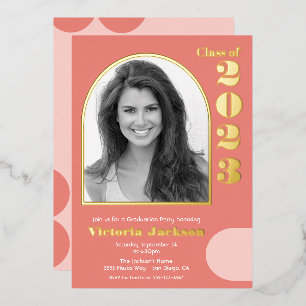 Invitación Con Relieve Metalizado Fiesta de Graduación con Foto de Arquitectura Mode