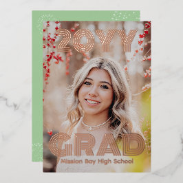 Invitación Con Relieve Metalizado Fiesta de Graduación con Foto de Moda