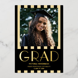 Invitación Con Relieve Metalizado Fiesta de Graduación con Foto Moderna y Elegante e
