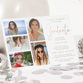 Invitación Con Relieve Metalizado Fiesta de Graduación con Foto Múltiple de Letra El