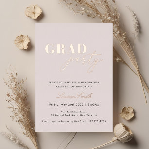 Invitación Con Relieve Metalizado Fiesta de Graduación con Foto y Hojalata de Oro Ro
