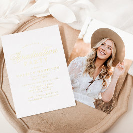 Invitación Con Relieve Metalizado Fiesta de Graduación con Fotografía y Caligrafía e