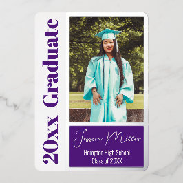 Invitación Con Relieve Metalizado Fiesta de graduación con fotos minimalistas