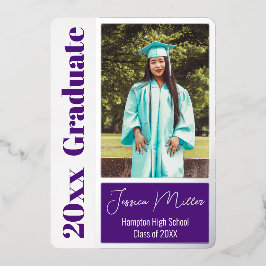 Invitación Con Relieve Metalizado Fiesta de Graduación con Fotos Mínimas