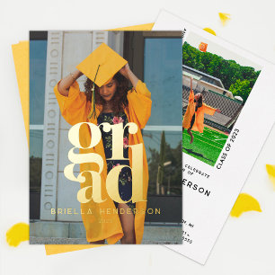 Invitación Con Relieve Metalizado Fiesta de Graduación con Fotos Moderna y Elegante