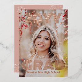 Invitación Con Relieve Metalizado Fiesta de Graduación con Fotos Modernas