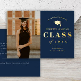 Invitación Con Relieve Metalizado Fiesta de Graduación con Tipo Mínimo de Foto