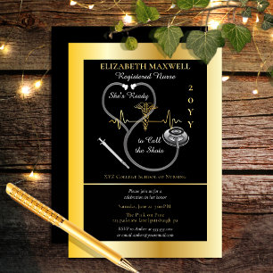 Invitación Con Relieve Metalizado Fiesta de Graduación de Enfermera Está Lista para