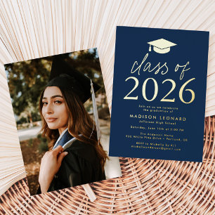 Invitación Con Relieve Metalizado Fiesta de Graduación de la Clase 2026 de la Armada