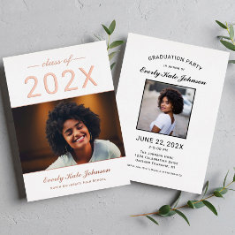 Invitación Con Relieve Metalizado Fiesta de Graduación de la Clase de 2026 en Rosa D
