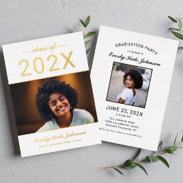 Invitación Con Relieve Metalizado Fiesta de Graduación de la Clase de Oro de 2026