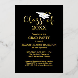 Invitación Con Relieve Metalizado Fiesta de graduación de la escuela secundaria de l