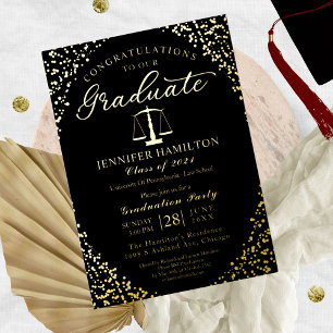 Invitación Con Relieve Metalizado Fiesta de graduación de la facultad de derecho Bla