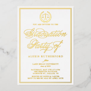 Invitación Con Relieve Metalizado Fiesta de Graduación de la Facultad de Derecho en
