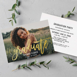 Invitación Con Relieve Metalizado Fiesta de graduación de oro de moda