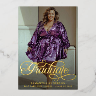 Invitación Con Relieve Metalizado Fiesta de Graduación de Secundaria Moderno Guión 2