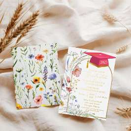 Invitación Con Relieve Metalizado Fiesta de Graduación en Jardín de Flores Silvestre