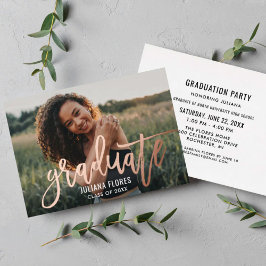 Invitación Con Relieve Metalizado Fiesta de Graduación Foto de Graduado de Moda en R