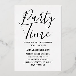 Invitación Con Relieve Metalizado Fiesta de Graduación Minimalista y Elegante en Bla