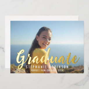 Invitación Con Relieve Metalizado Fiesta de Graduación Moderna en Oro