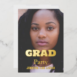 INVITACIÓN CON RELIEVE METALIZADO FIESTA DE GRADUACIÓN MODERNA FOTOGRÁFICA