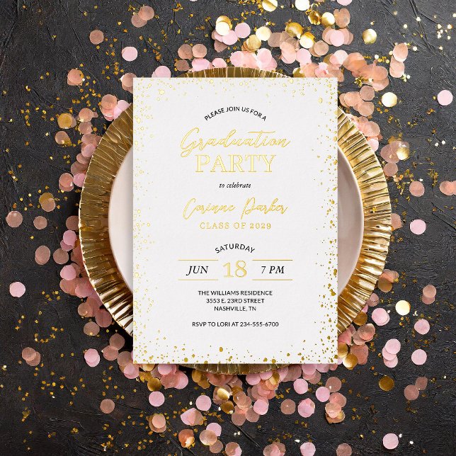 Invitación Con Relieve Metalizado Fiesta de Graduación Moderna y Glamurosa (Subido por el creador)