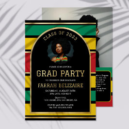 Invitación Con Relieve Metalizado Fiesta de Graduación Panafricana