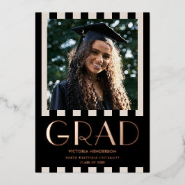 Invitación Con Relieve Metalizado Fiesta de graduación universitaria con estilo mode