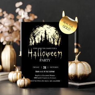 Invitación Con Relieve Metalizado Fiesta de Halloween