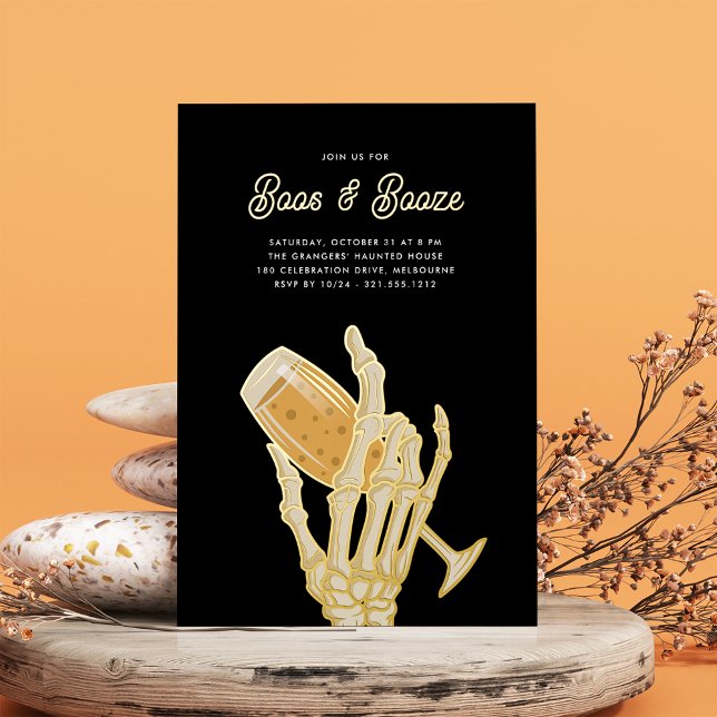 Invitación Con Relieve Metalizado Fiesta de Halloween "Boos & Booze" de Champagne fa (Subido por el creador)