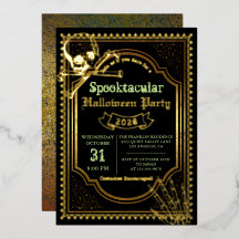 Fiesta de Halloween de cráneo de oro negro gótico