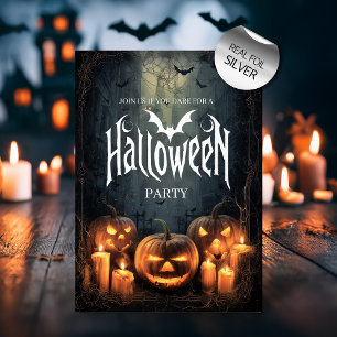 Invitación Con Relieve Metalizado Fiesta de Halloween Emocionante