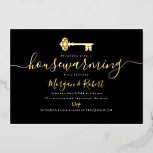 Invitación Con Relieve Metalizado Fiesta de inauguración de la casa de la llave de o