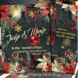 Invitación Con Relieve Metalizado Fiesta de Jingle & Mingle Esplendor de las Fiestas